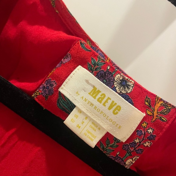 Anthropology Maeve Red Floral Dress - Picture 2 of 4